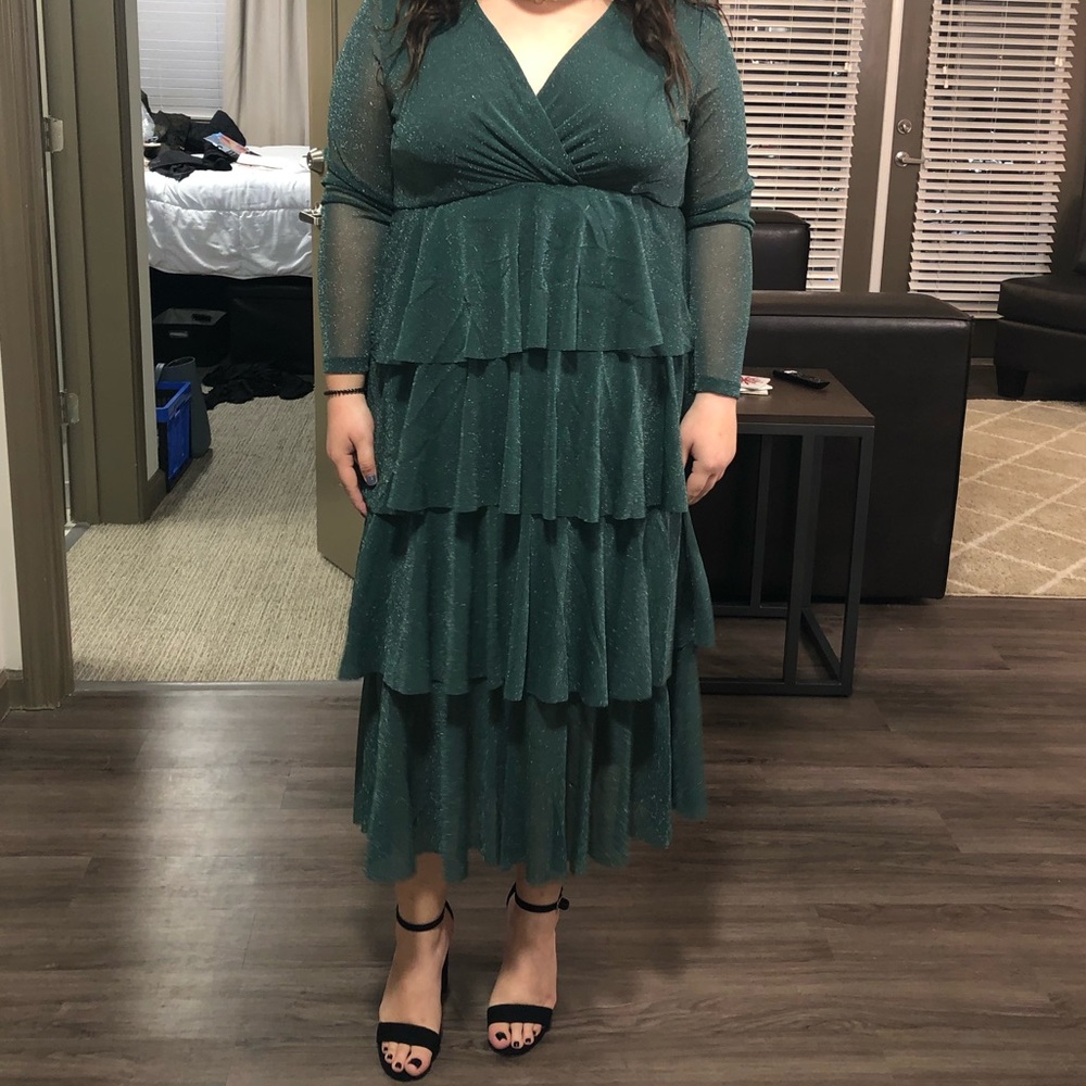 Dark green shimmery long dress